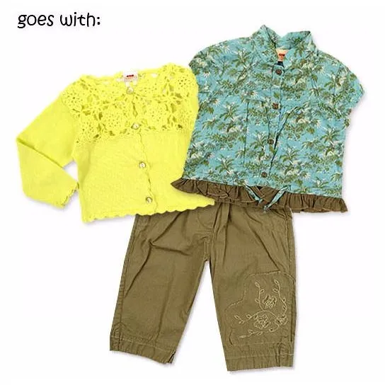 3Pommes Girls 2Pc Palm Print Pant Set