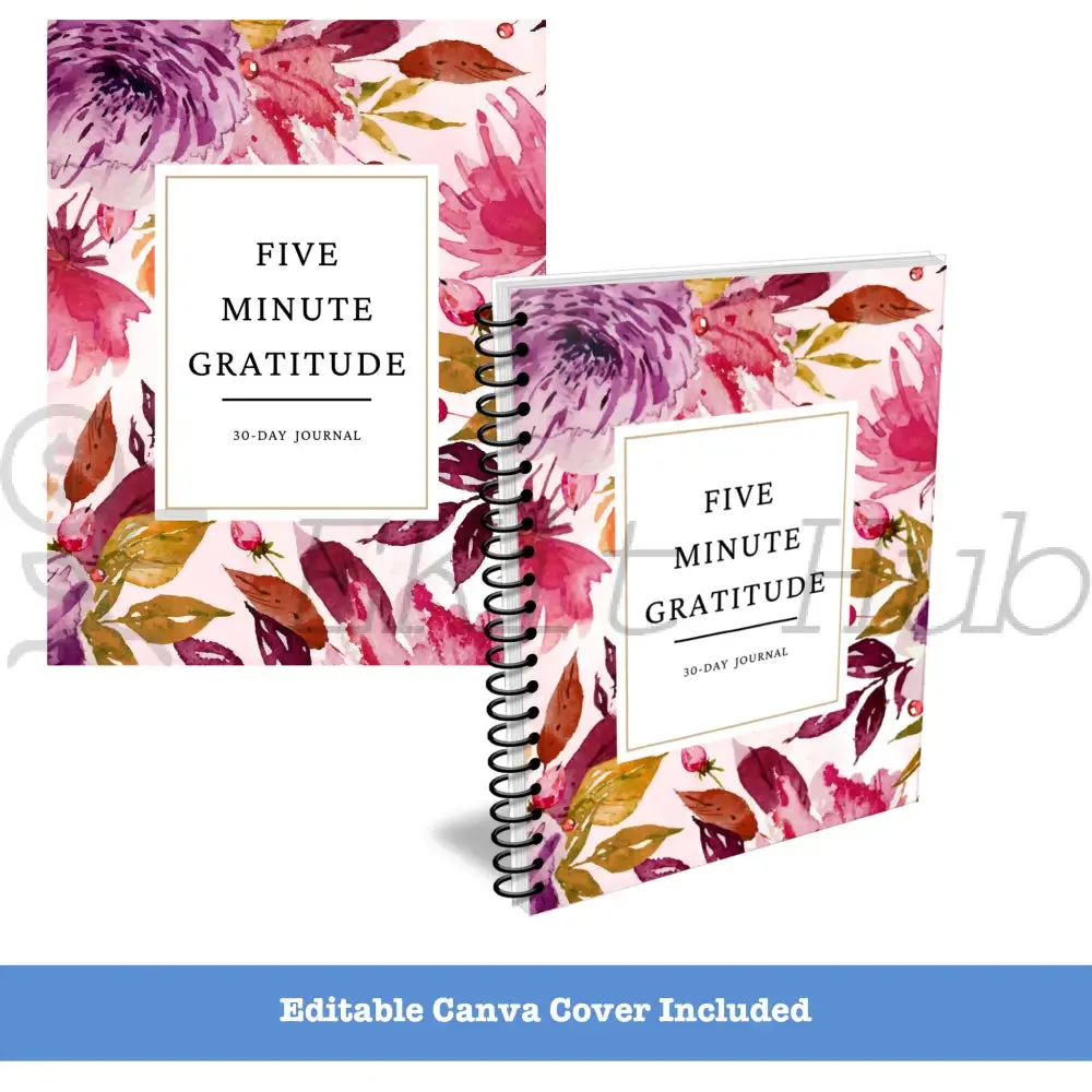 5-Minute Gratitude Journal for Women - Canva Printable PLR Journal