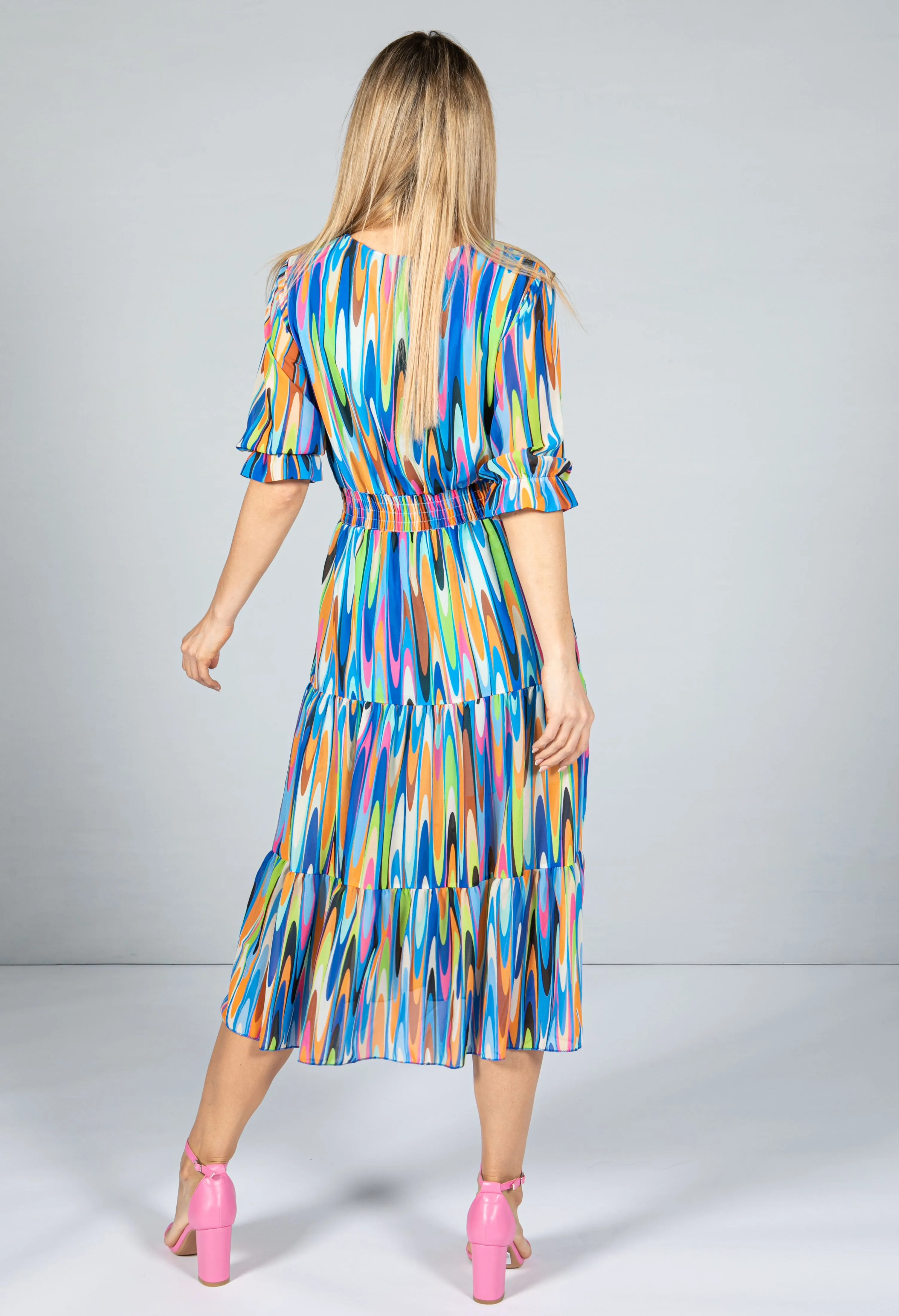 70's Wavy Print Dress