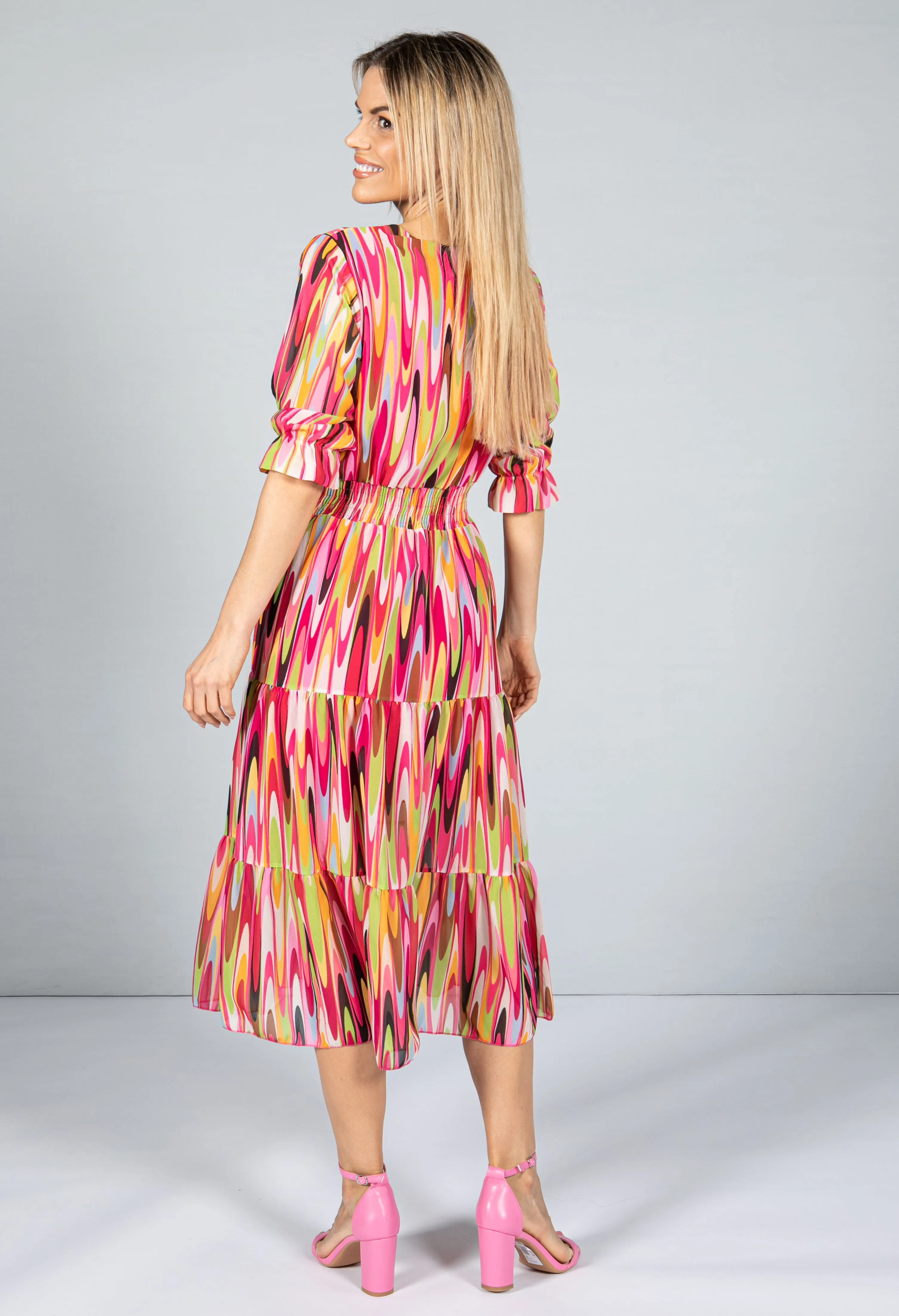 70's Wavy Print Dress