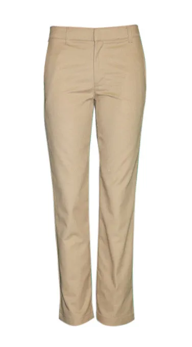 Adjustable-Waist Girls Khaki Stretch Pants