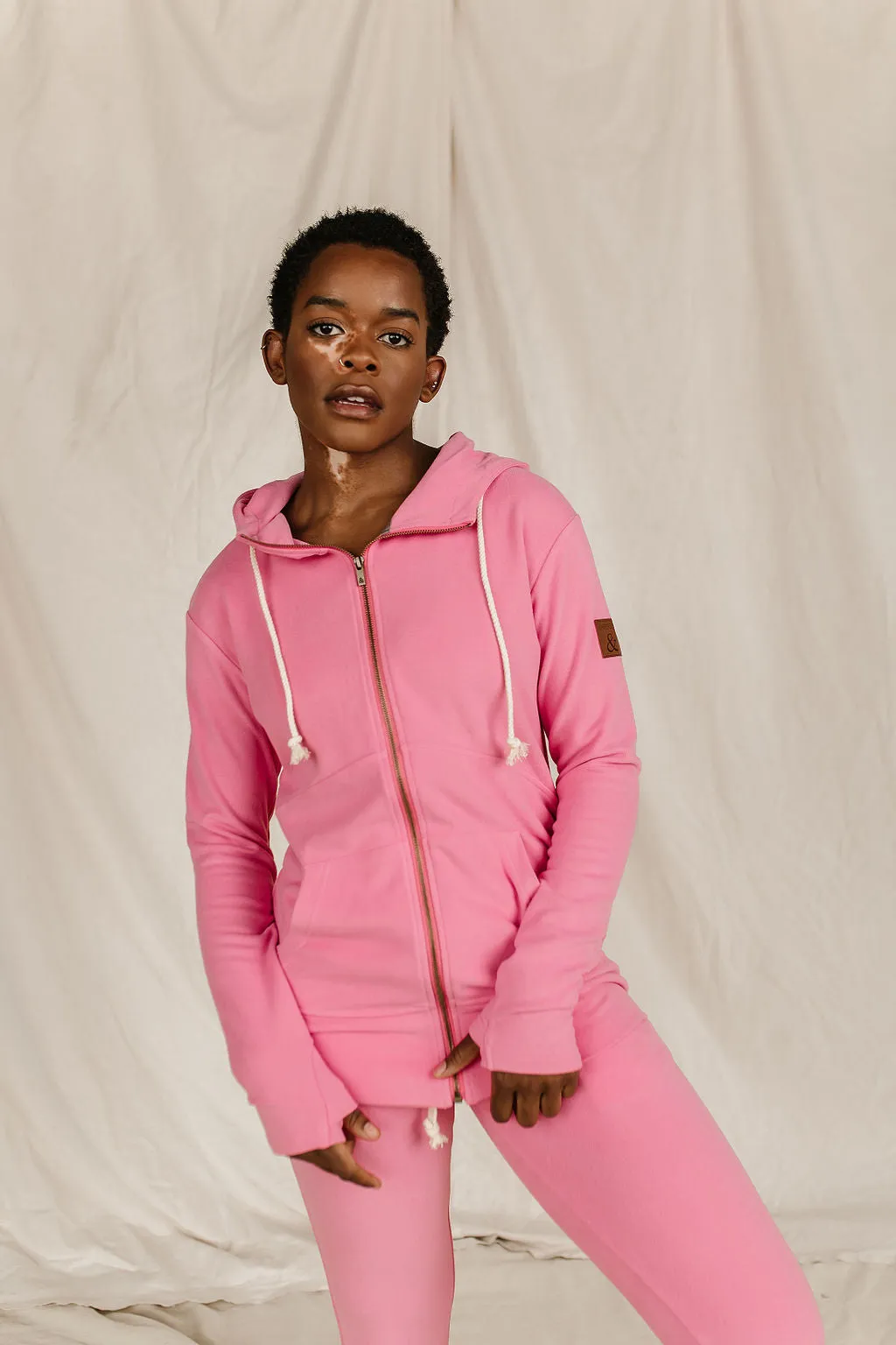 Ampersand Performance Fleece Fullzip Hoodie - Pink Tulip