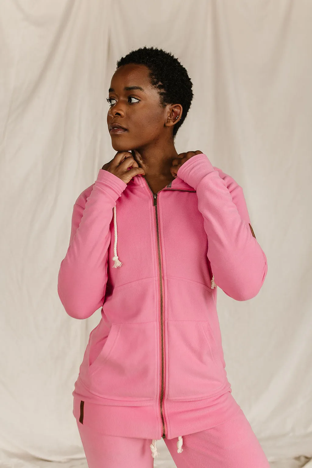 Ampersand Performance Fleece Fullzip Hoodie - Pink Tulip