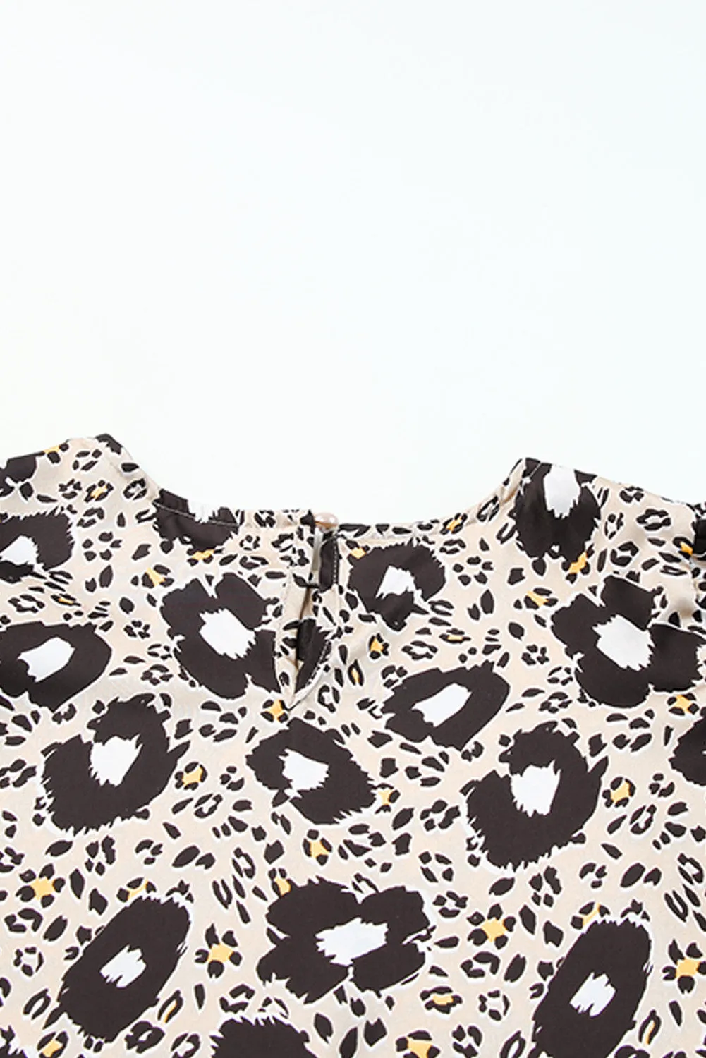 Animal Print Puff Sleeve Round Neck Blouse