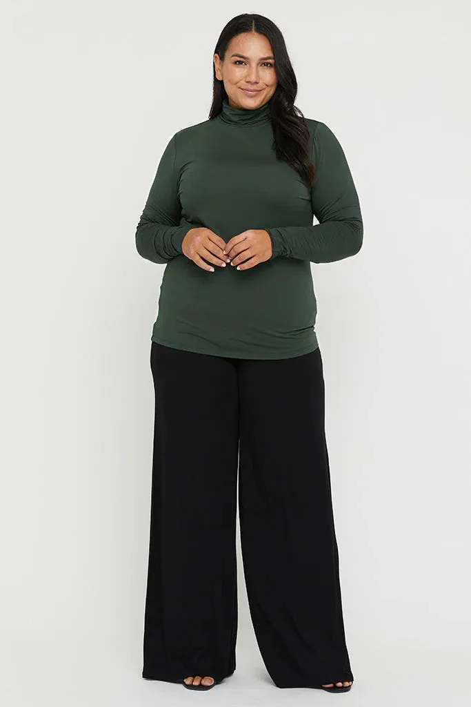 Bamboo Roll Neck Top - Forest