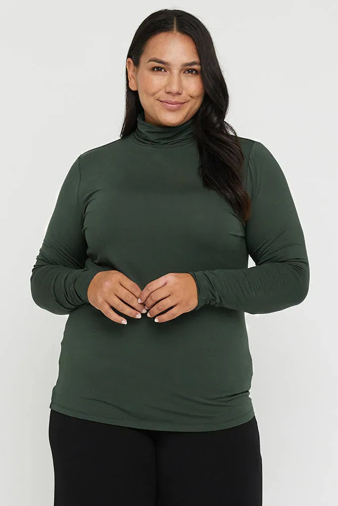 Bamboo Roll Neck Top - Forest