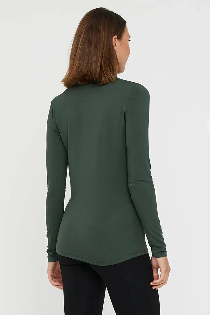 Bamboo Roll Neck Top - Forest