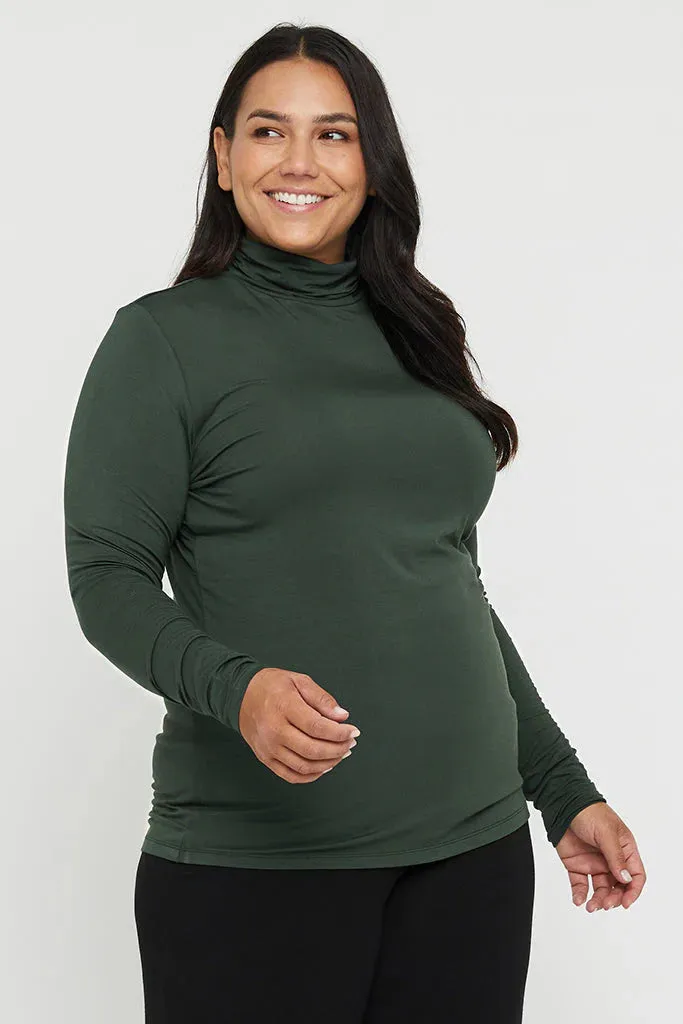 Bamboo Roll Neck Top - Forest