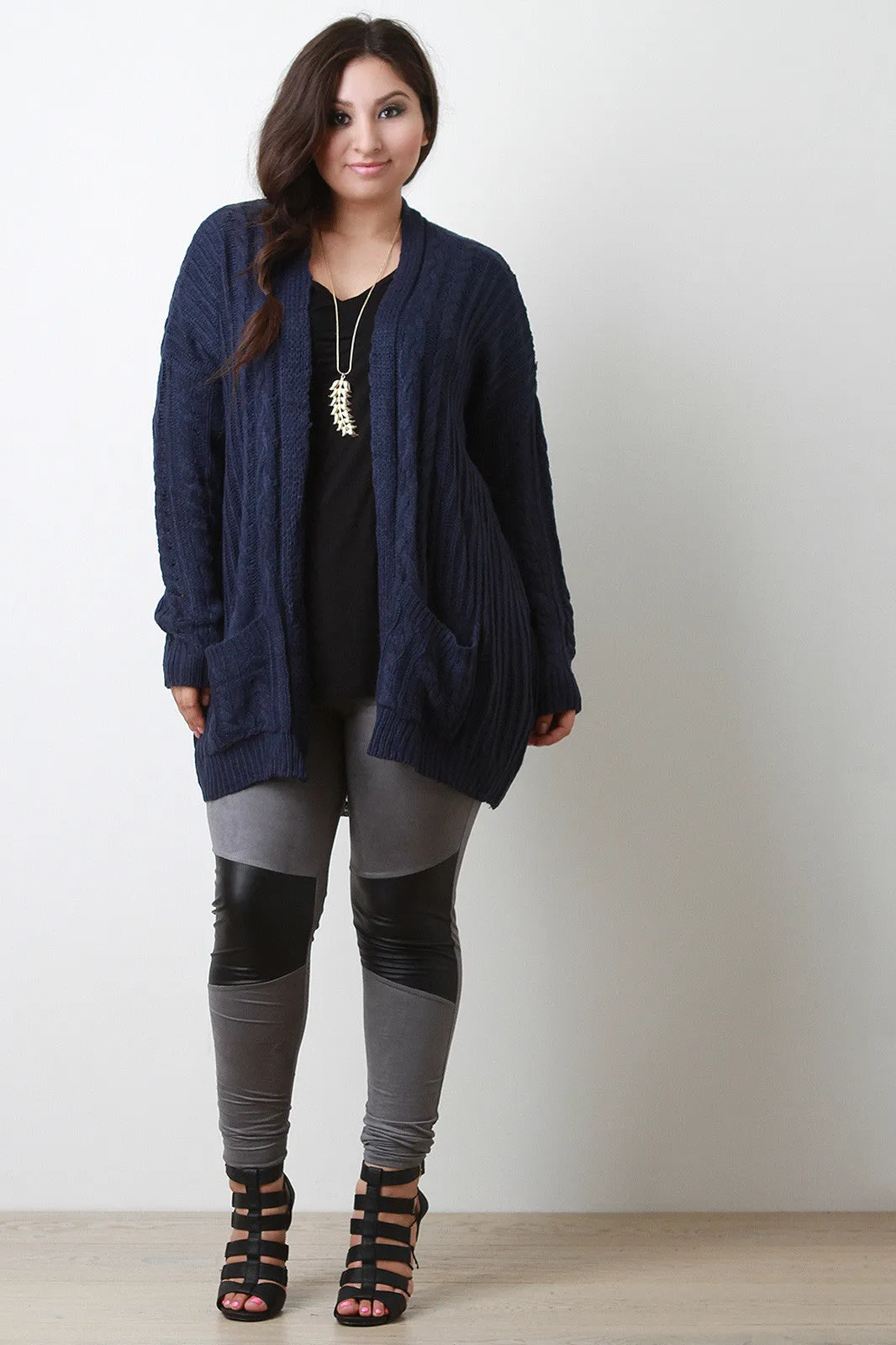 Cable Knit Front Pocket Cardigan