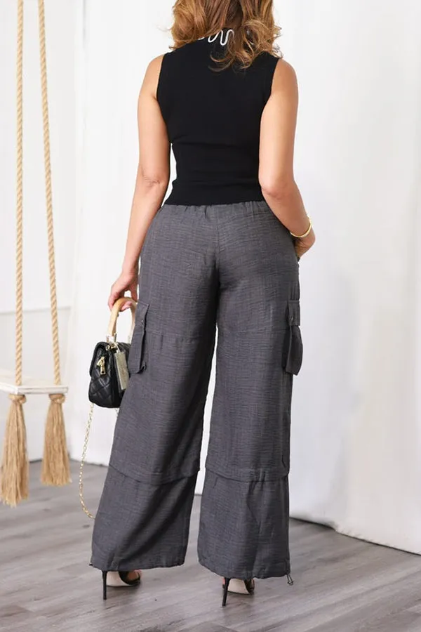 Casual Drawstring Elastic Waist Cargo Pants