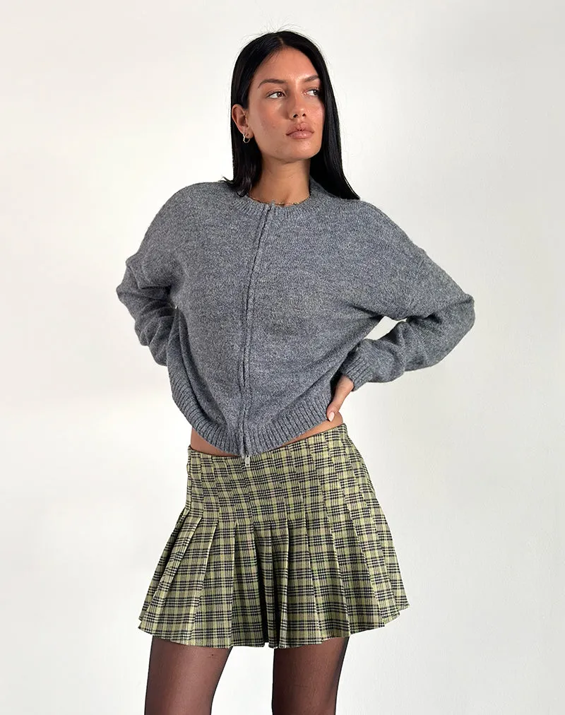 Cida Small Pleated Mini Skirt in Yellow Check