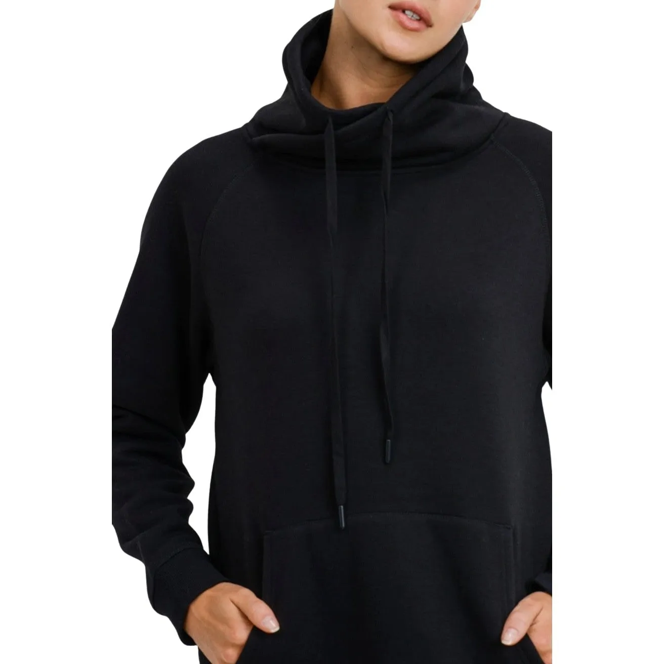 Criss Cross Cowl Neck Fleece Lined Pullover