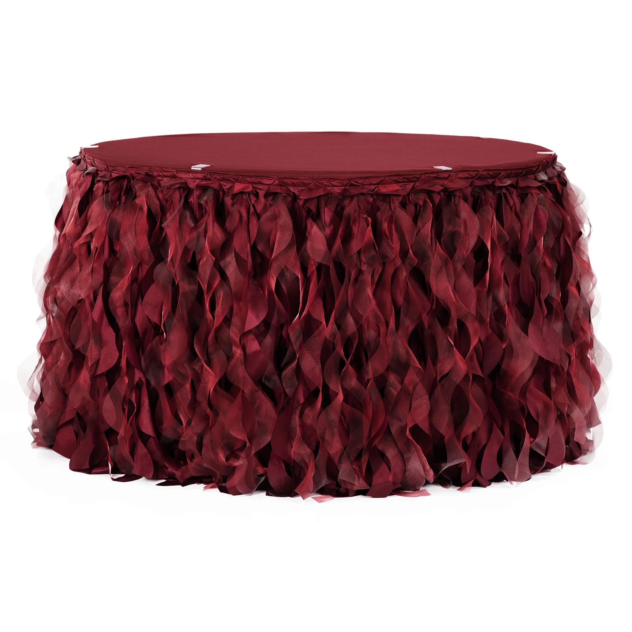 Curly Willow 14ft Table Skirt - Burgundy