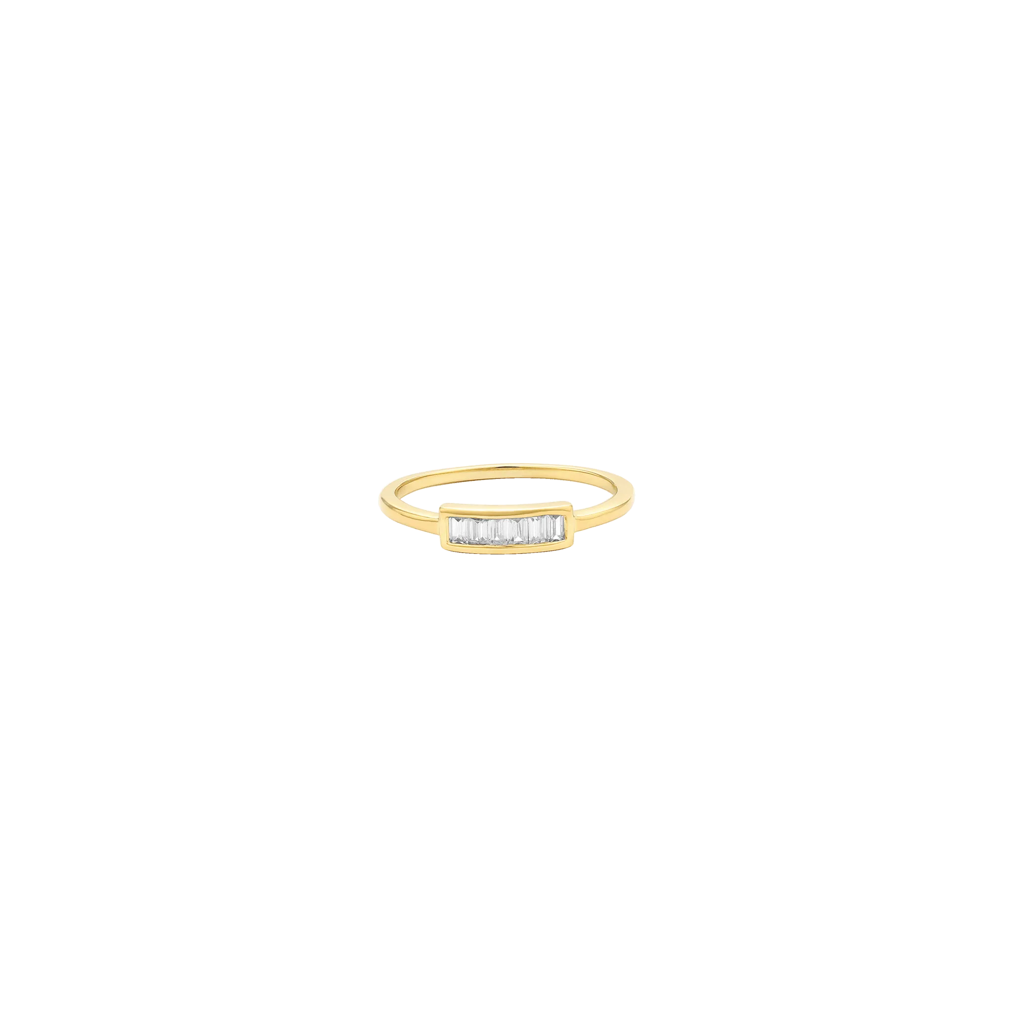 Diamond Frame Baguette Ring - 14K Yellow Gold