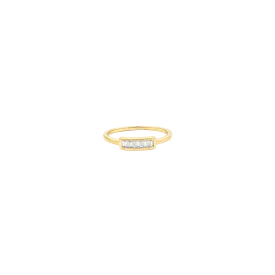 Diamond Frame Baguette Ring - 14K Yellow Gold