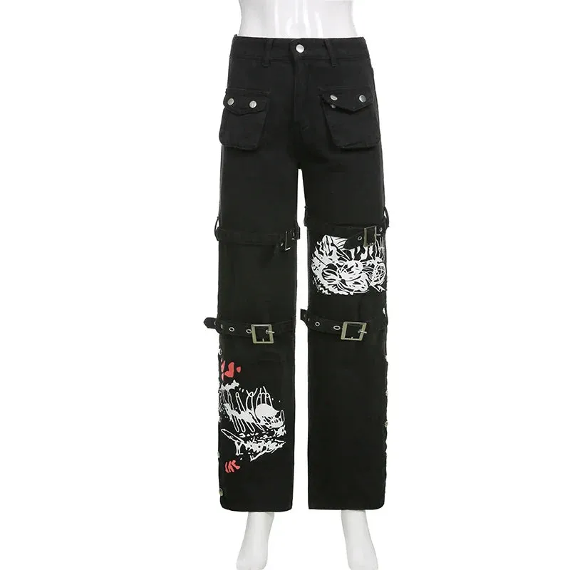 E-girl Cargo Black Halloween Pants