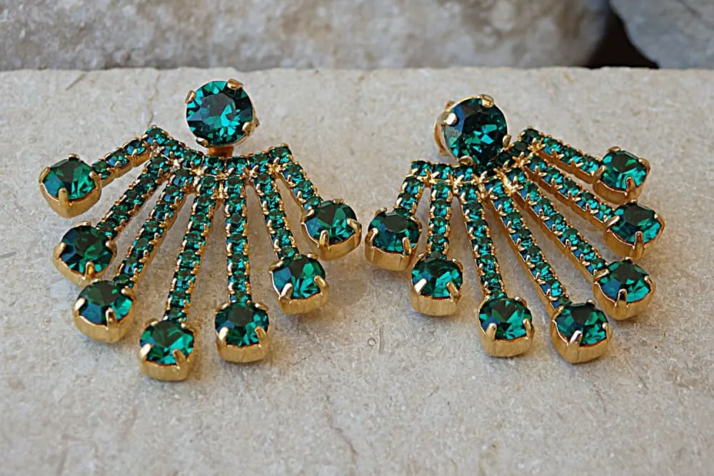 Emerald Ear Jacket Earrings