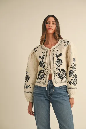 FLORAL EMBROIDERED QUILTED JACKET