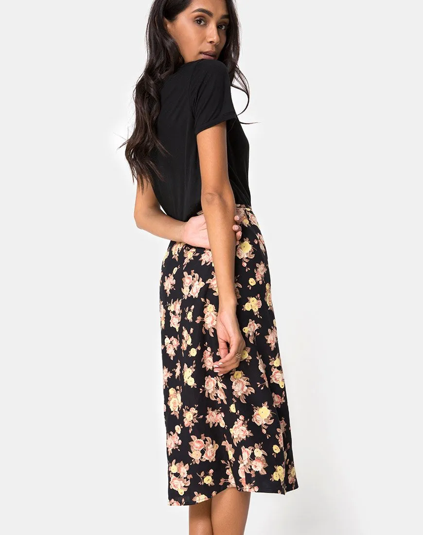 Gamaris Midi Skirt in Antique Rose Black