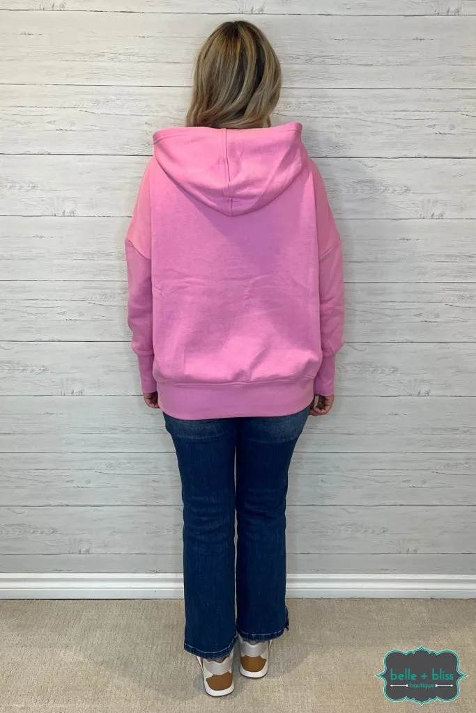 Ginelle Half Snap Hoodie - Bubblegum Pink