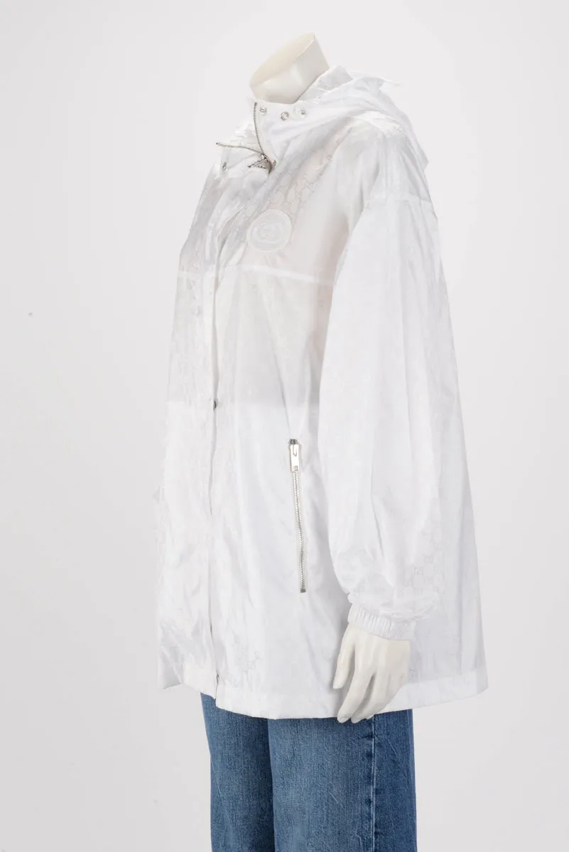 Gucci White Nylon GG Jacquard Windbreaker Jacket IT 42