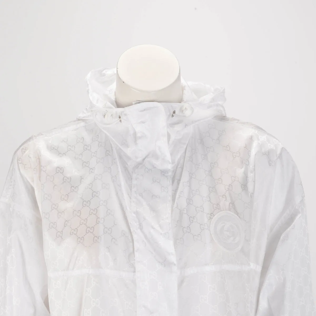 Gucci White Nylon GG Jacquard Windbreaker Jacket IT 42