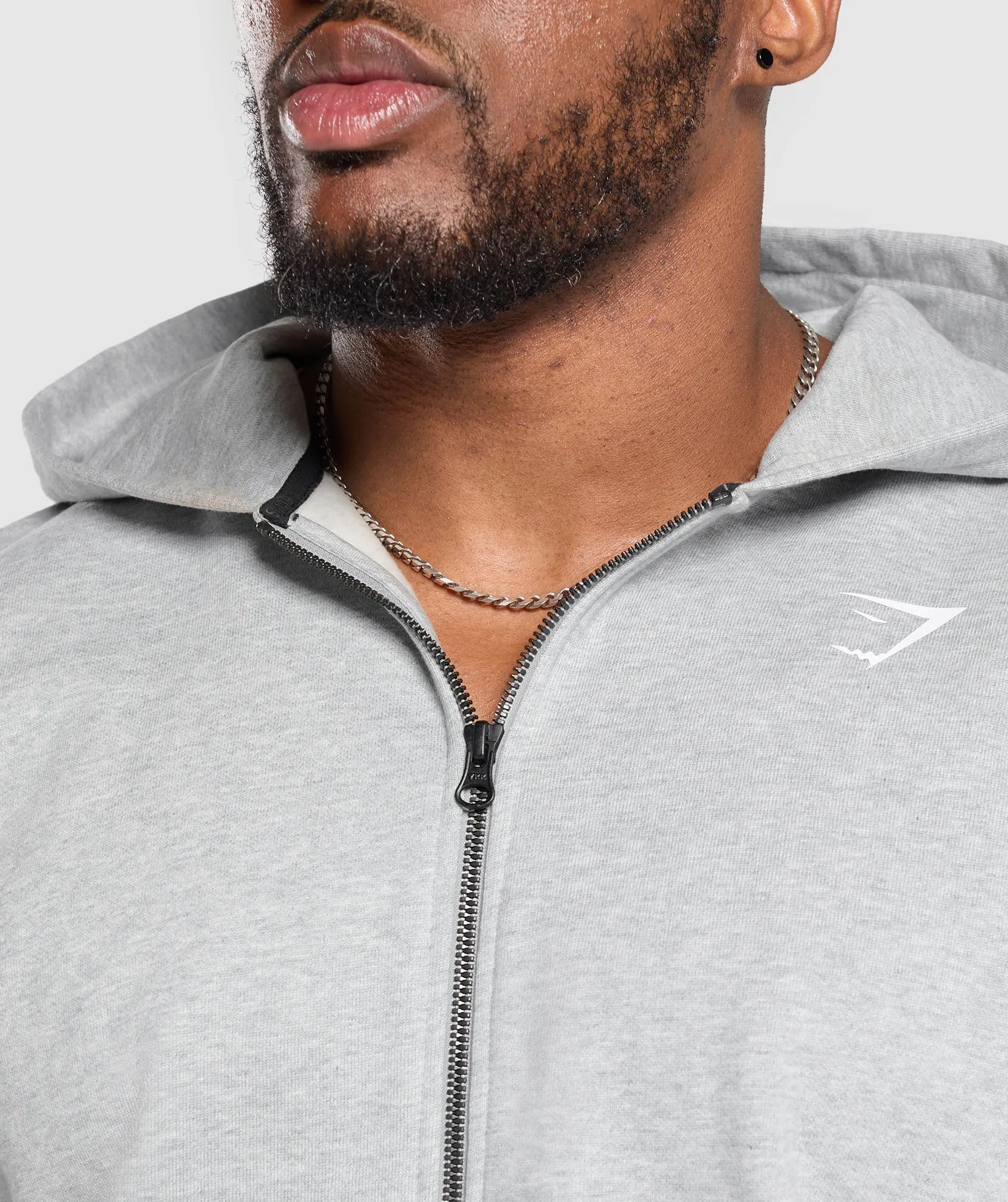 Gymshark Power Zip Up Hoodie - Light Grey Core Marl