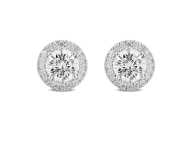 Lab-Grown Diamond 2ct. tw. Halo 14k Gold Earrings | White