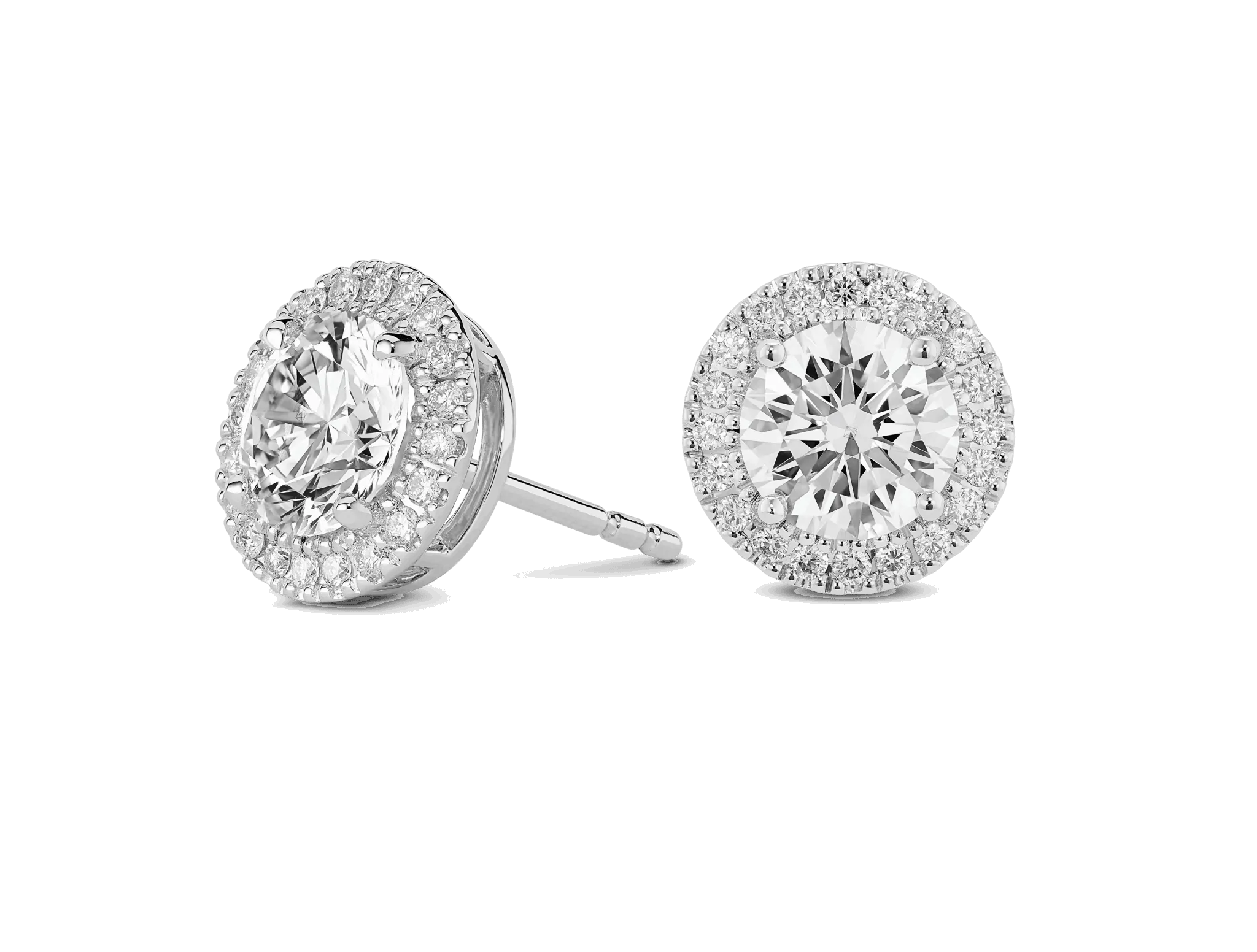 Lab-Grown Diamond 2ct. tw. Halo 14k Gold Earrings | White