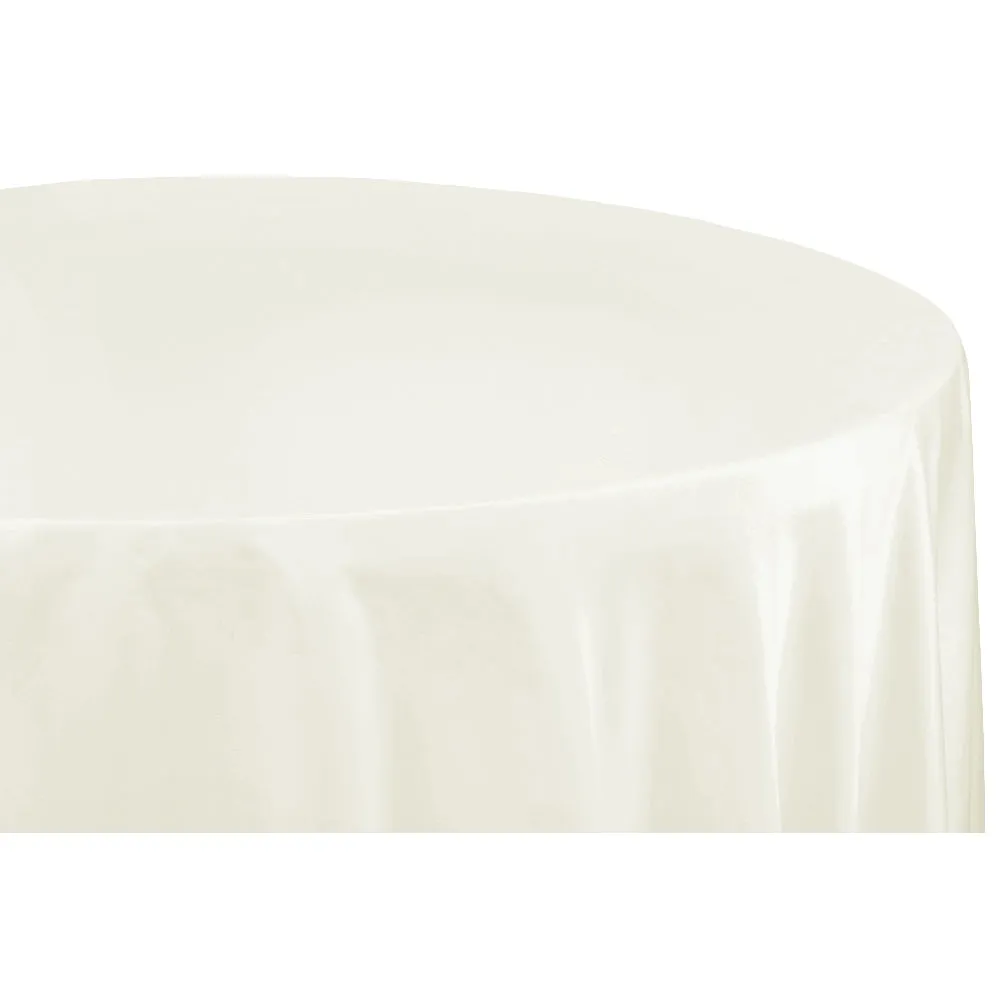 Lamour Satin 132" Round Tablecloth - Ivory