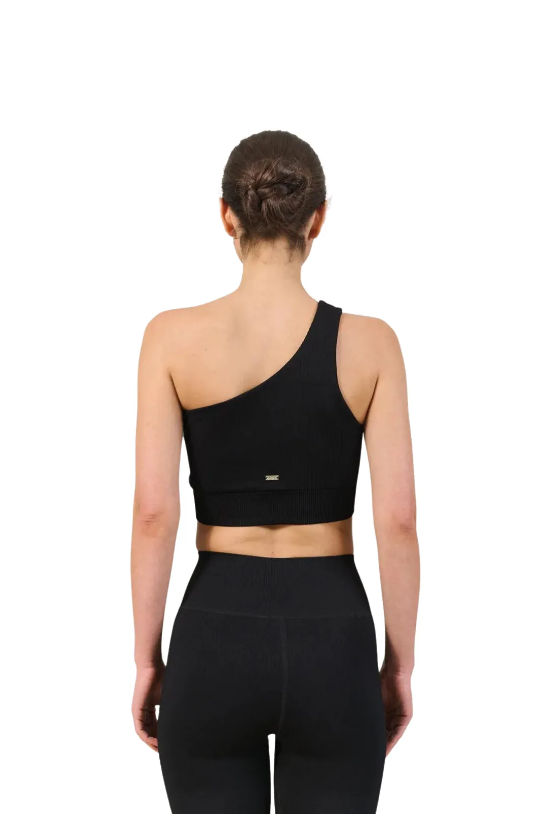 Luna Rib One Shoulder Bra Black