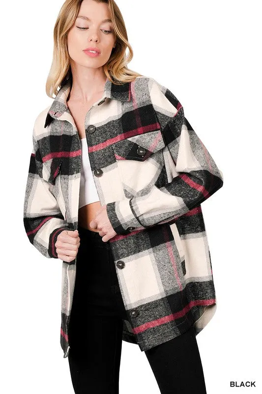 OVERSIZED YARN DYED PLAID SHACKET