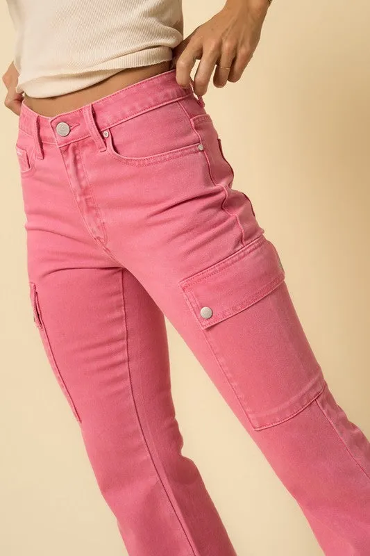 Pink Cargo Denim Pants