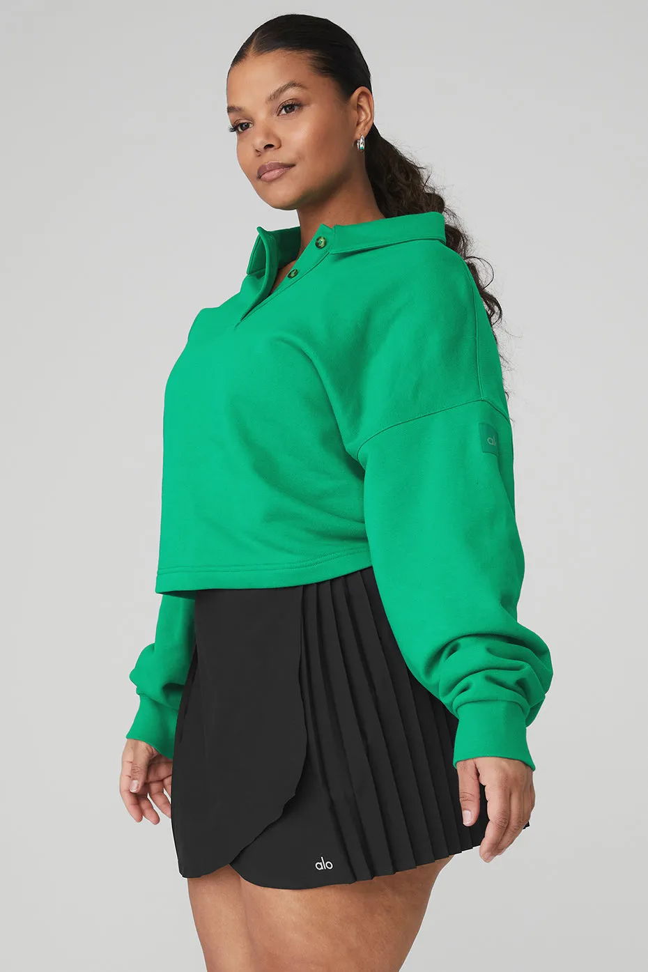 Polo Henley Pullover - Green Emerald