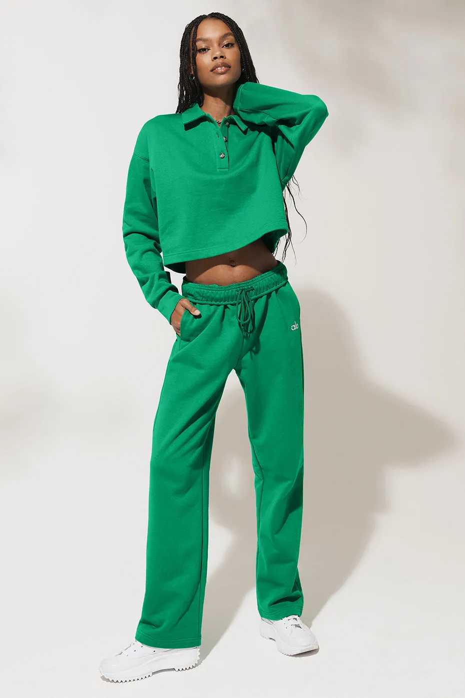 Polo Henley Pullover - Green Emerald