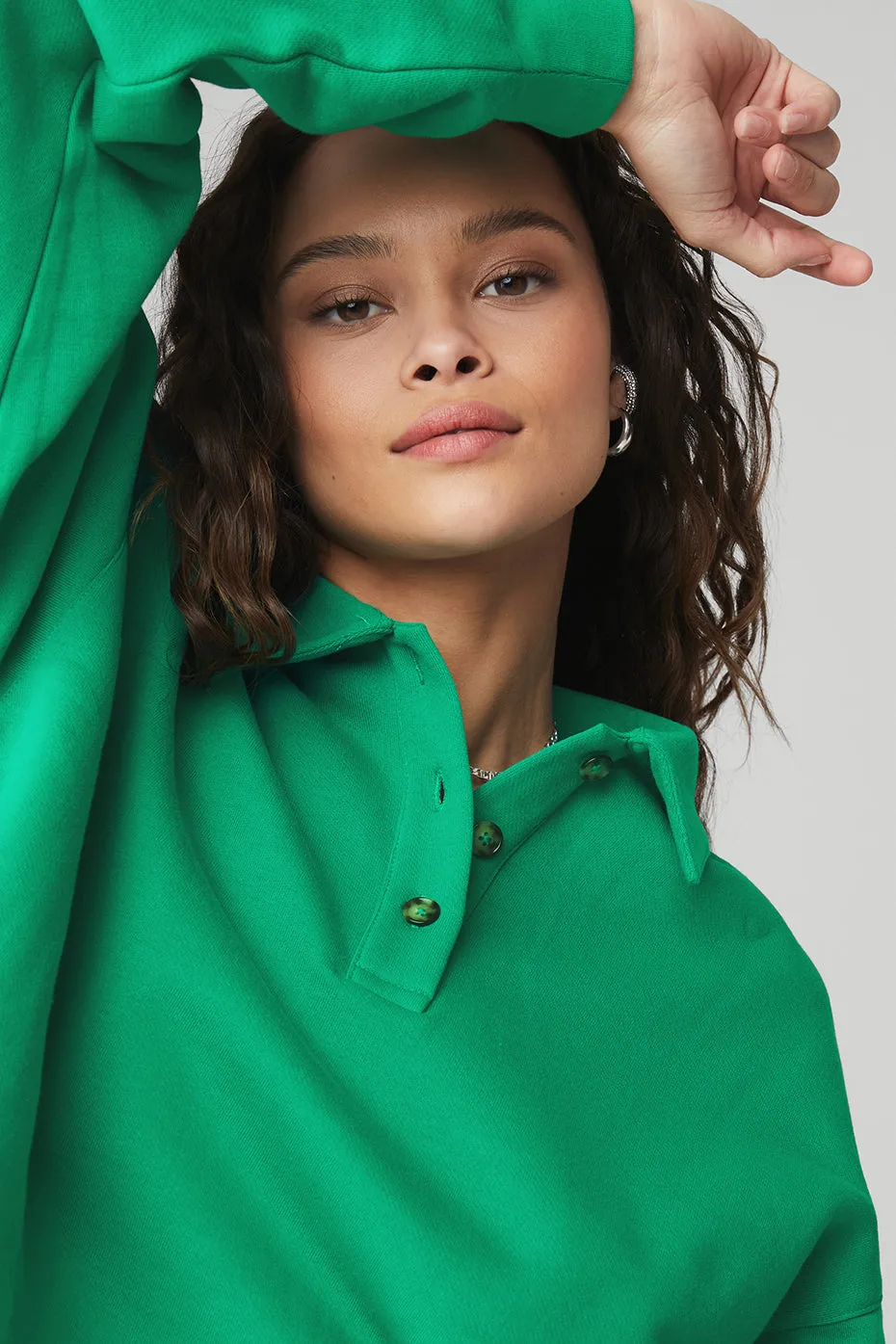 Polo Henley Pullover - Green Emerald