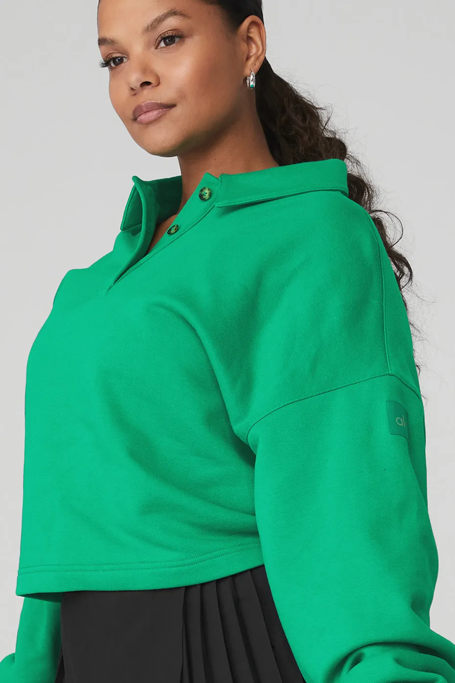 Polo Henley Pullover - Green Emerald