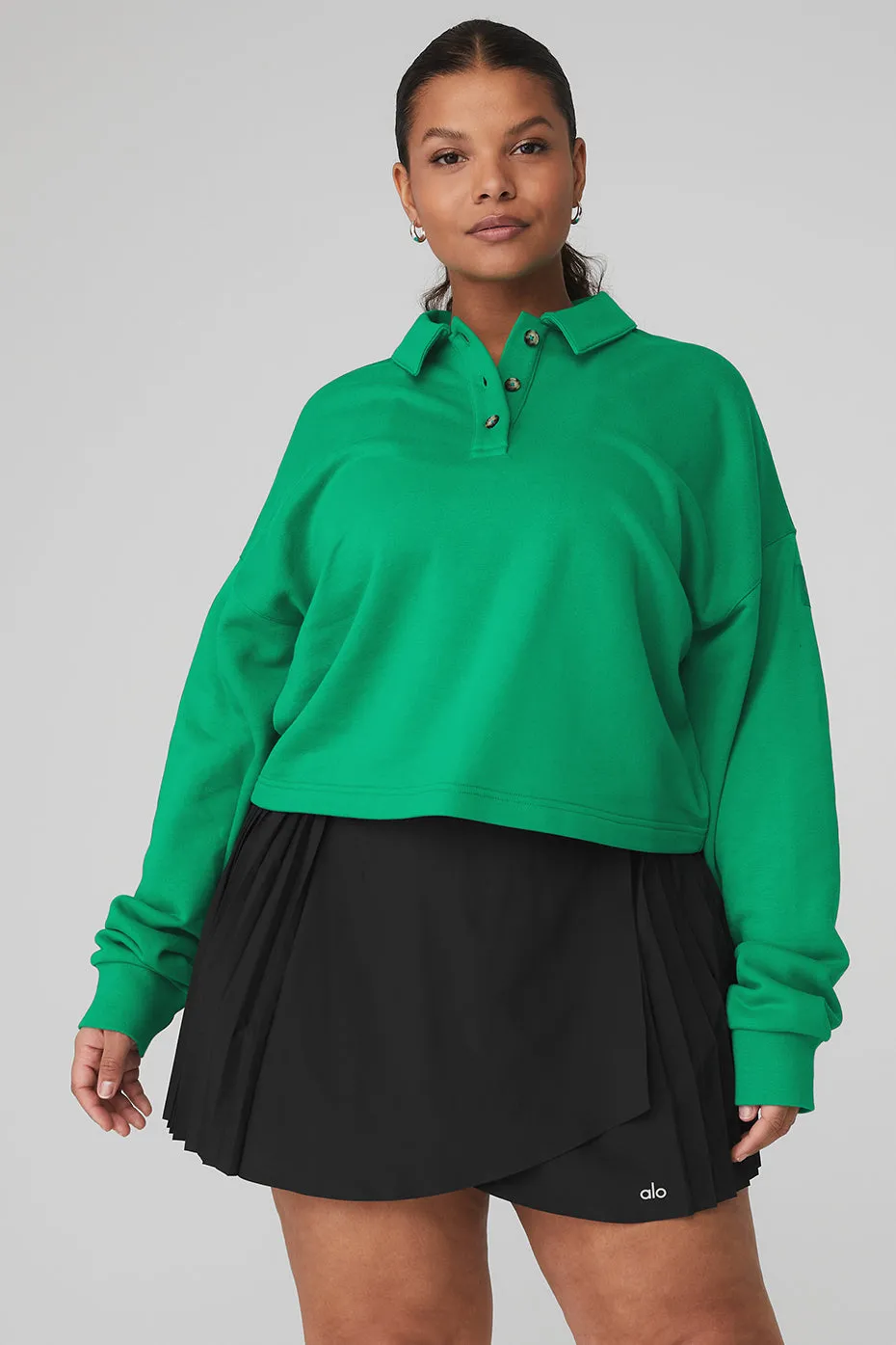 Polo Henley Pullover - Green Emerald