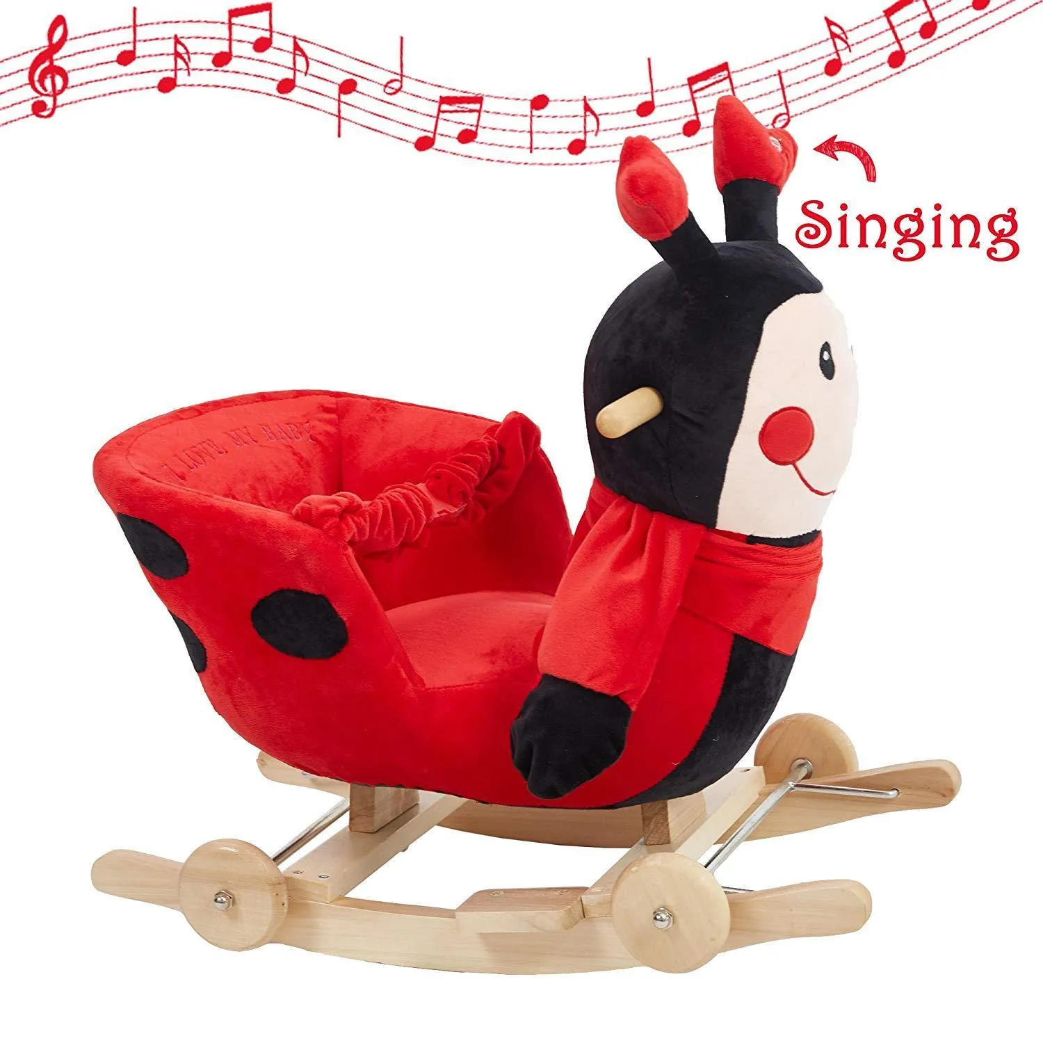 Rocking Horse Toddlers Plush Riding Rocker 2 in 1 Animal Ride on Toys for 1 2 3 Year Old, Red Ladybug