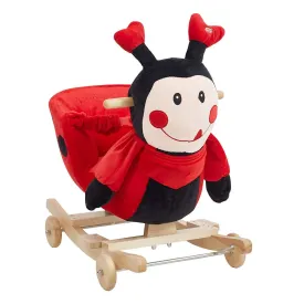 Rocking Horse Toddlers Plush Riding Rocker 2 in 1 Animal Ride on Toys for 1 2 3 Year Old, Red Ladybug