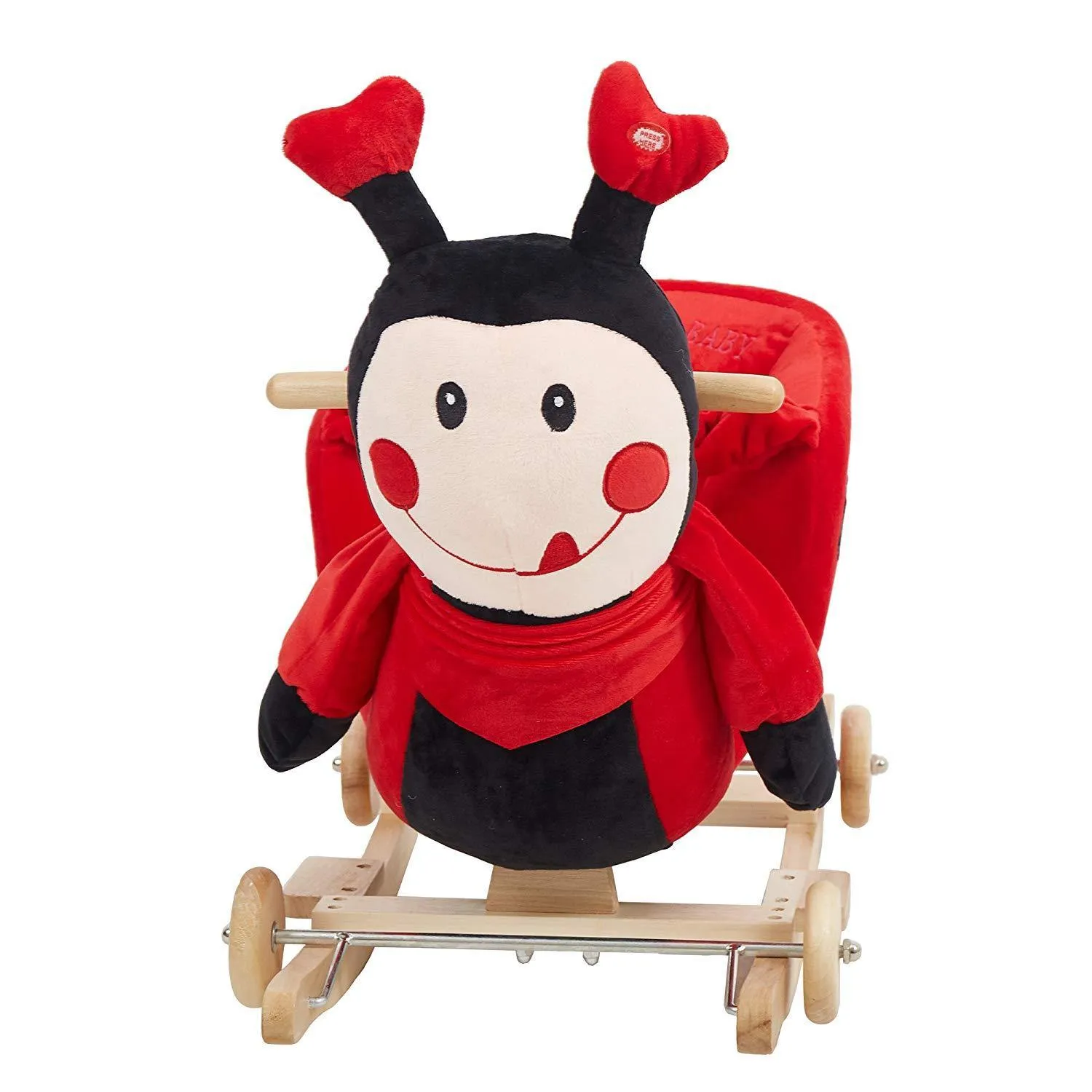 Rocking Horse Toddlers Plush Riding Rocker 2 in 1 Animal Ride on Toys for 1 2 3 Year Old, Red Ladybug