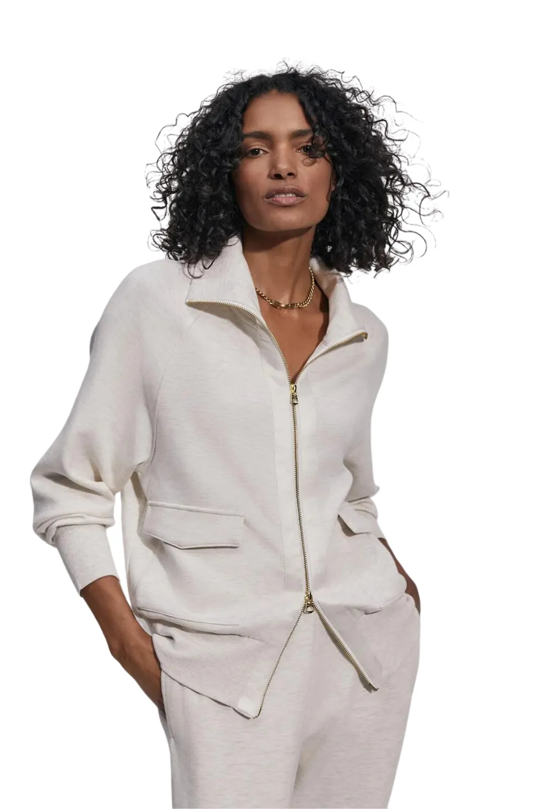 Roxbury Zip Through, Ivory Marl