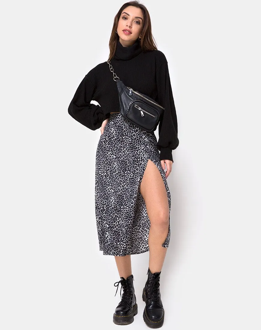 Saika Midi Skirt in Rar Leopard Grey