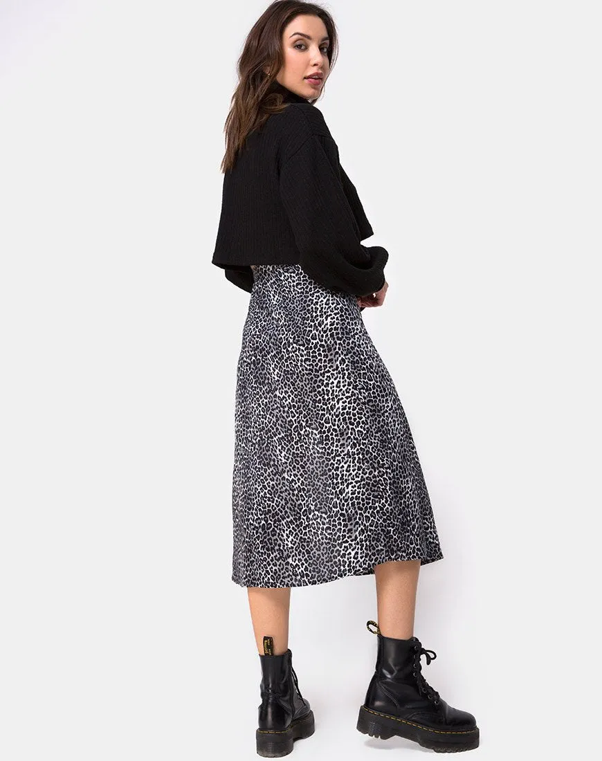 Saika Midi Skirt in Rar Leopard Grey