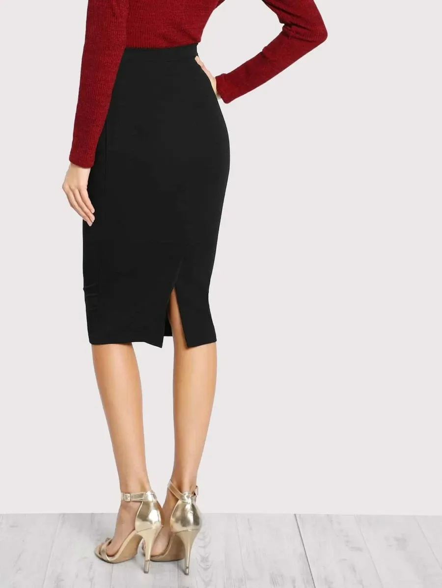 Slit Back Column Skirt