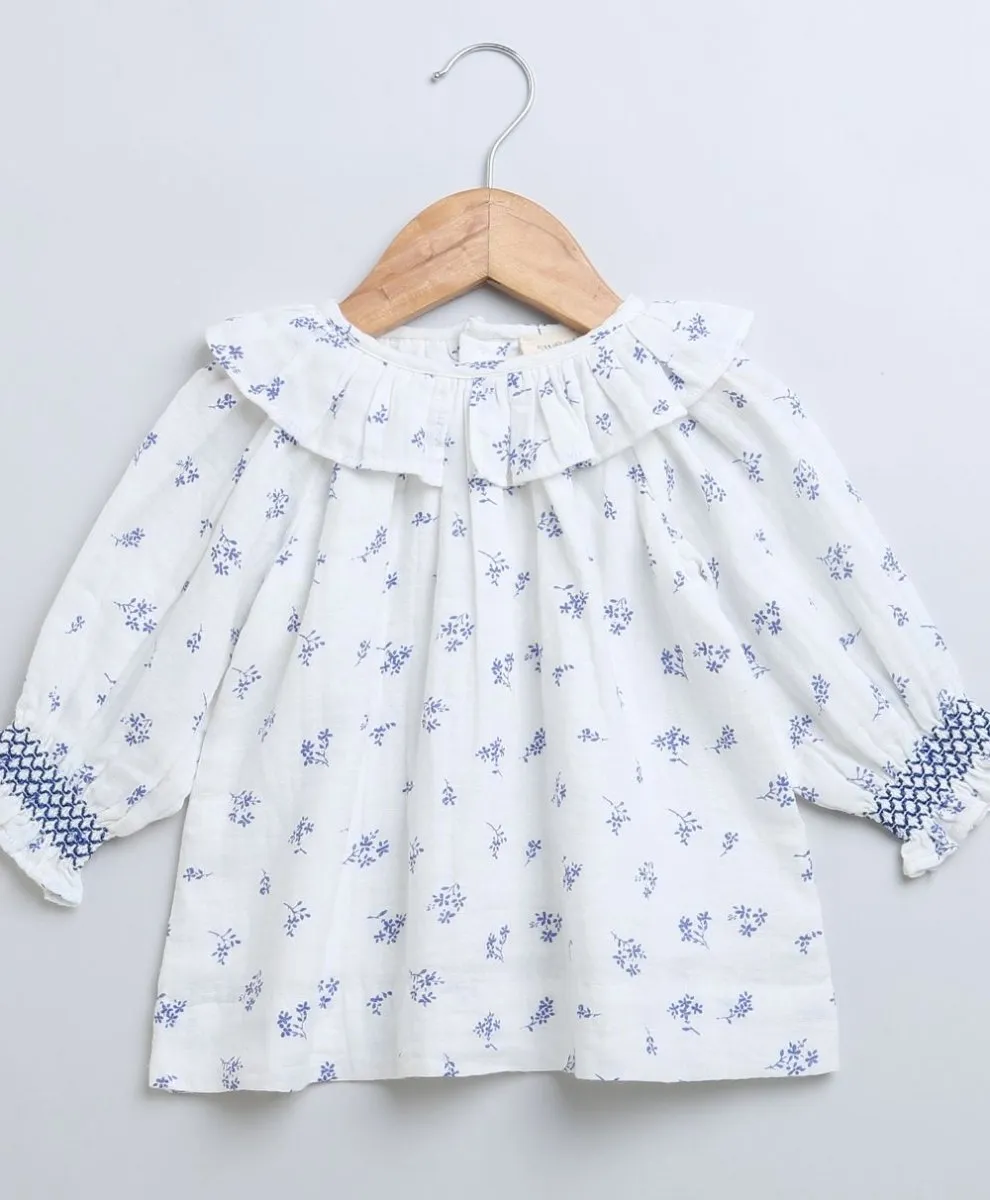 Sweetlime By AS Baby Girls Blue Floral Printed Cotton Dress with a Bloomer.