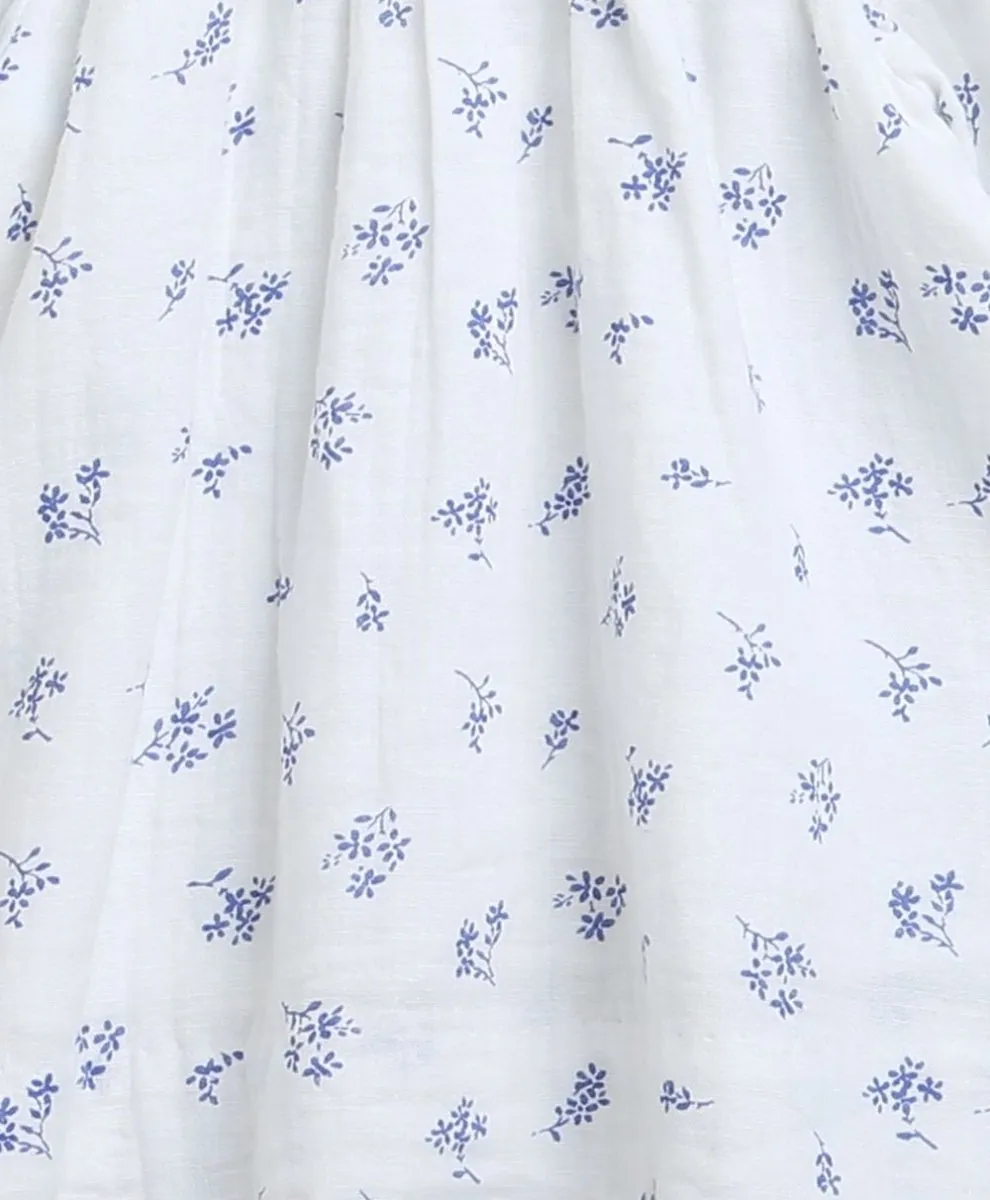 Sweetlime By AS Baby Girls Blue Floral Printed Cotton Dress with a Bloomer.