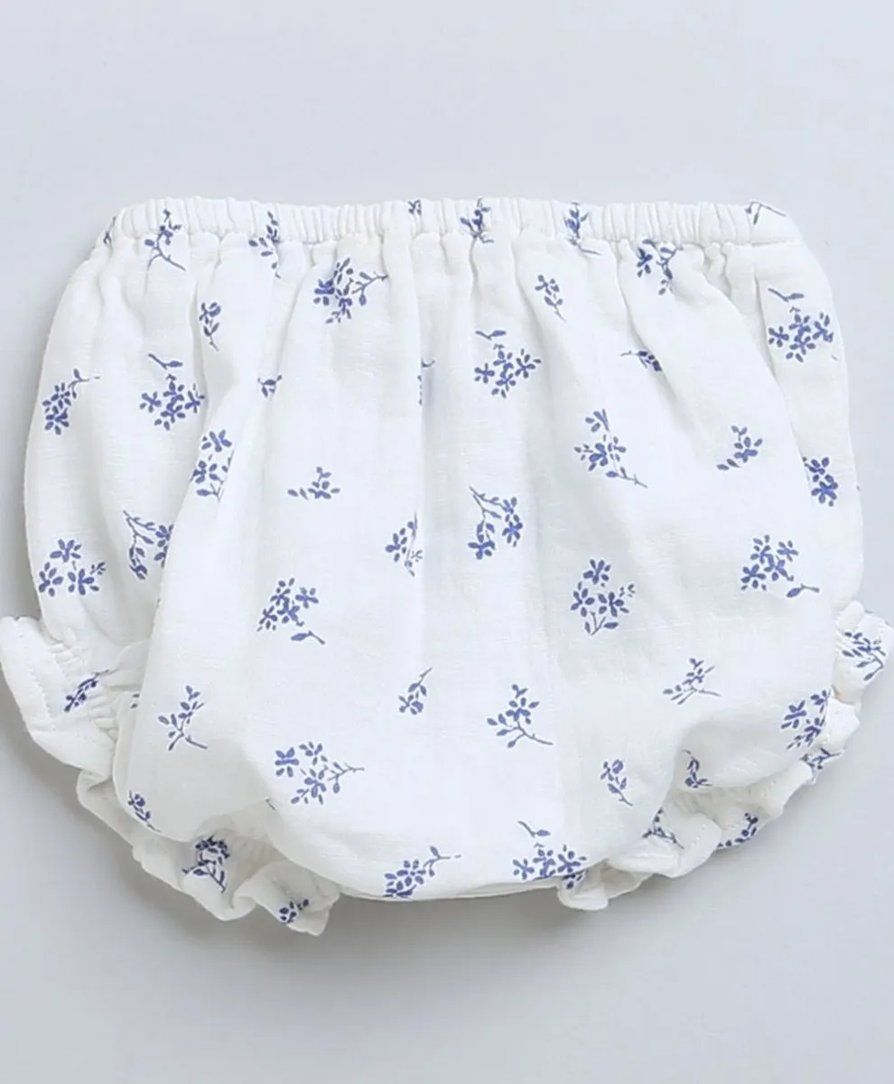 Sweetlime By AS Baby Girls Blue Floral Printed Cotton Dress with a Bloomer.