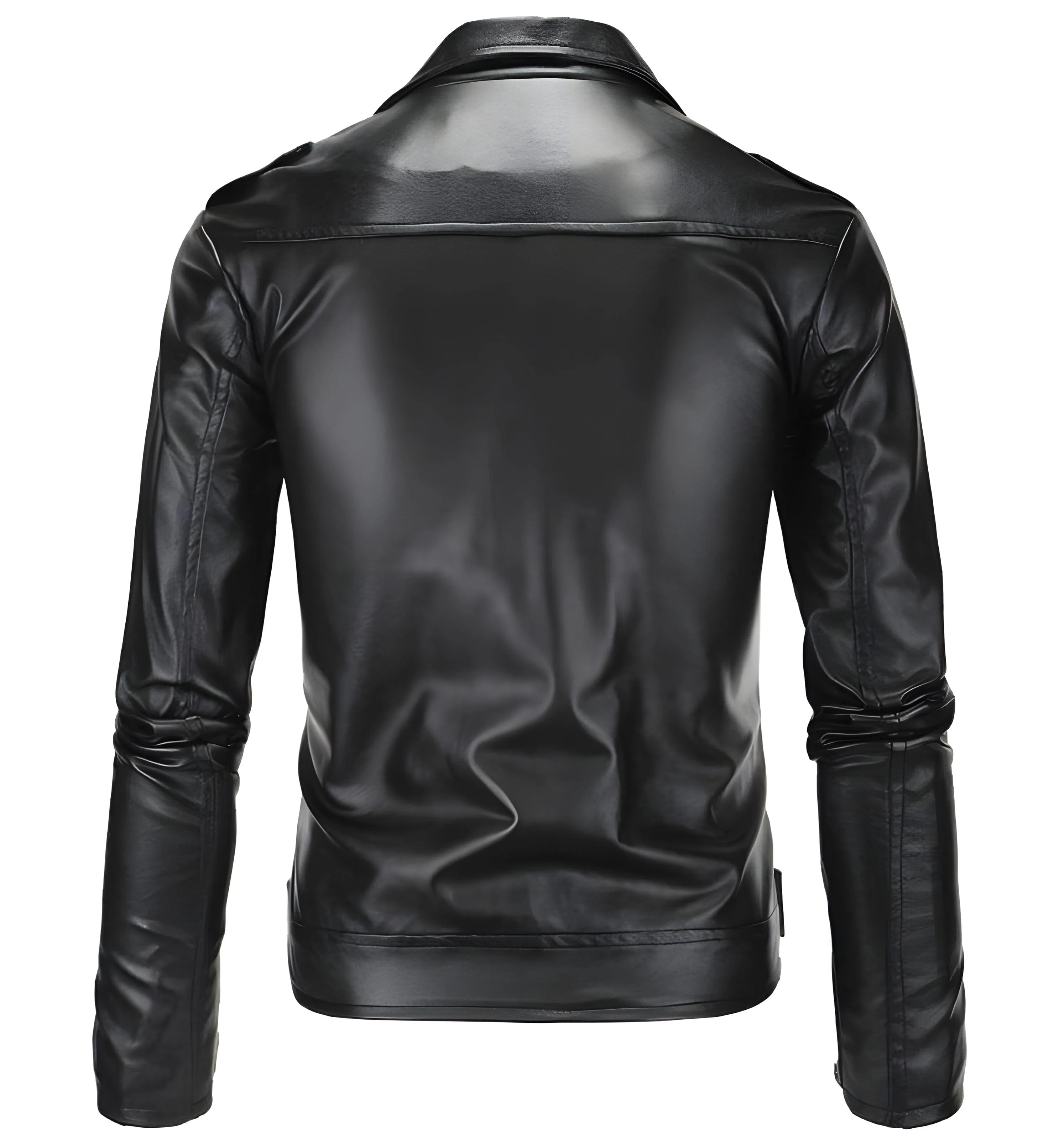 The Harley Slim Fit Faux Leather Moto Biker Jacket - Black