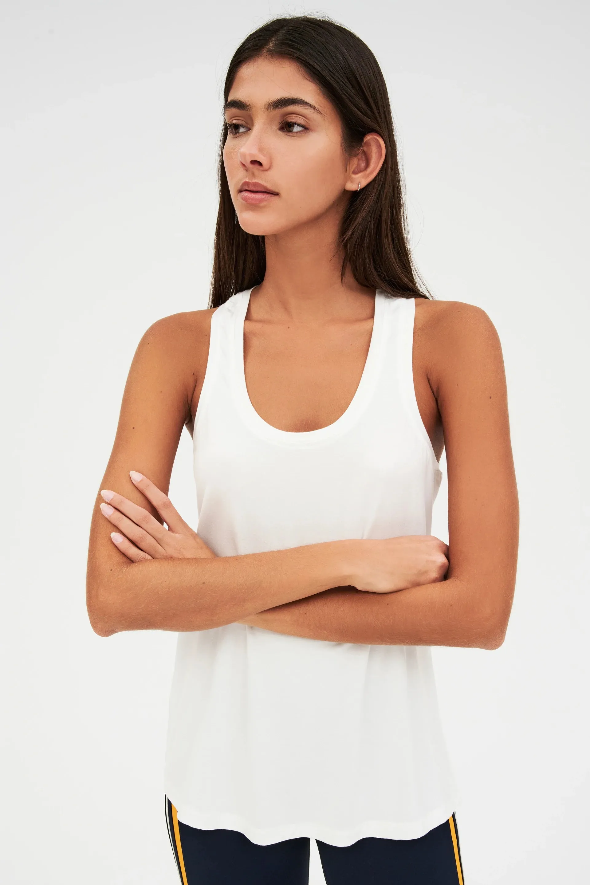 Toni Scoop Neck Jersey Tank, White